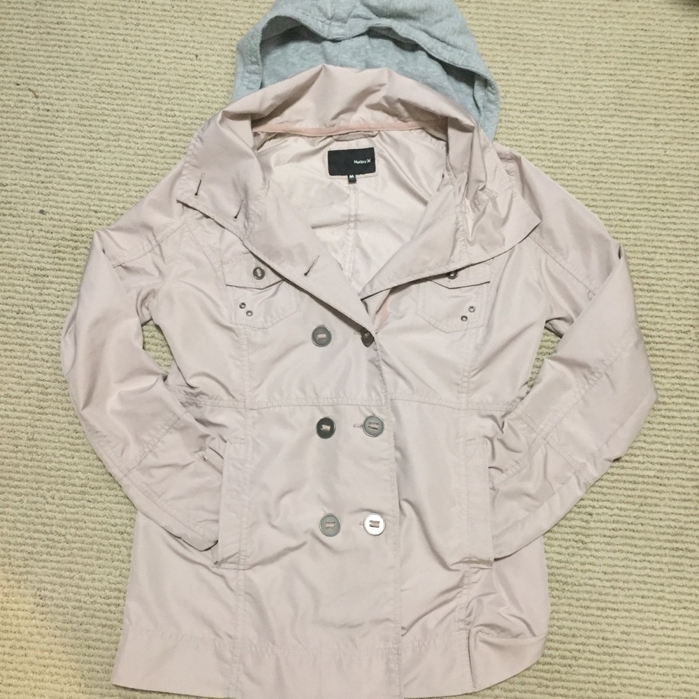 Millennial pink jacket with detachable hood